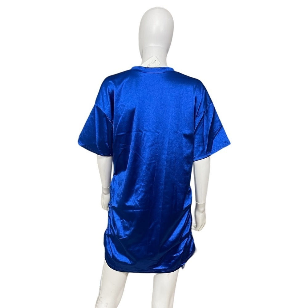 Ashley Stewart Electric Blue Satin Tee Dress - Picture 4 of 8